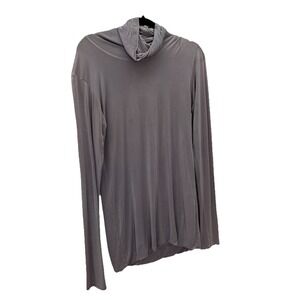 Groceries Pastel Blue Turtle Neck Sz Small Made in LA Lined Quiet Luxury preppy